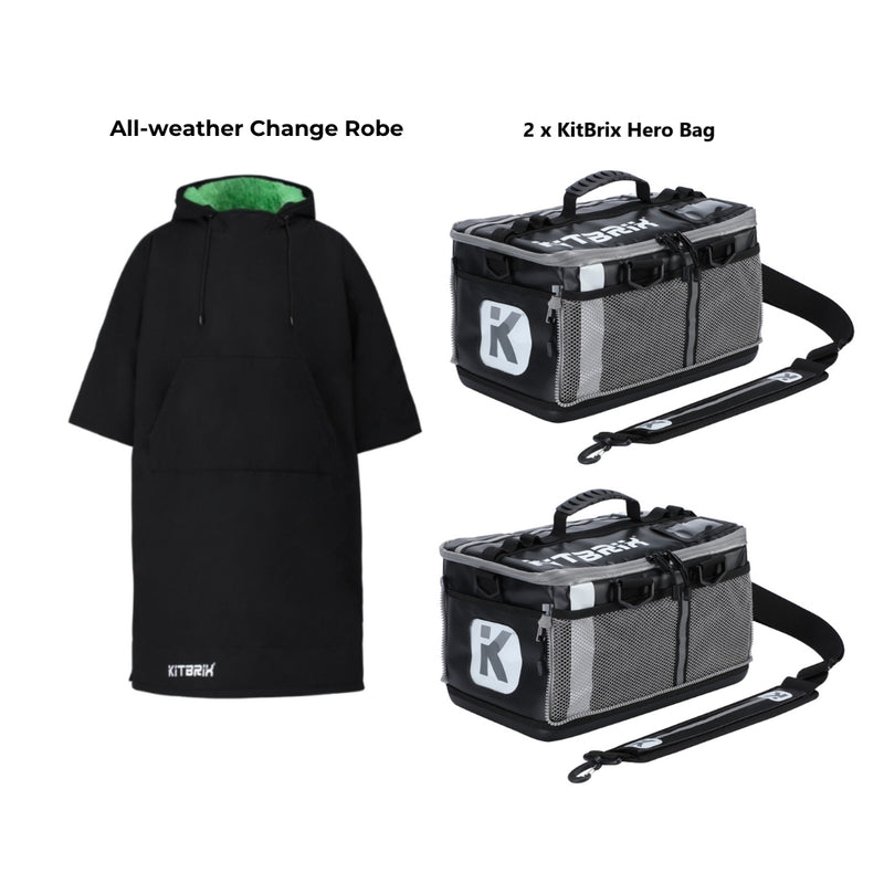 All-weather warm change robes and black transition bags, both of which are highly suitable for sport spaces.