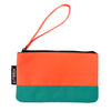 Duo-color pouch designed for pocket-handkerchief storage with wrist strap for easy carrying.