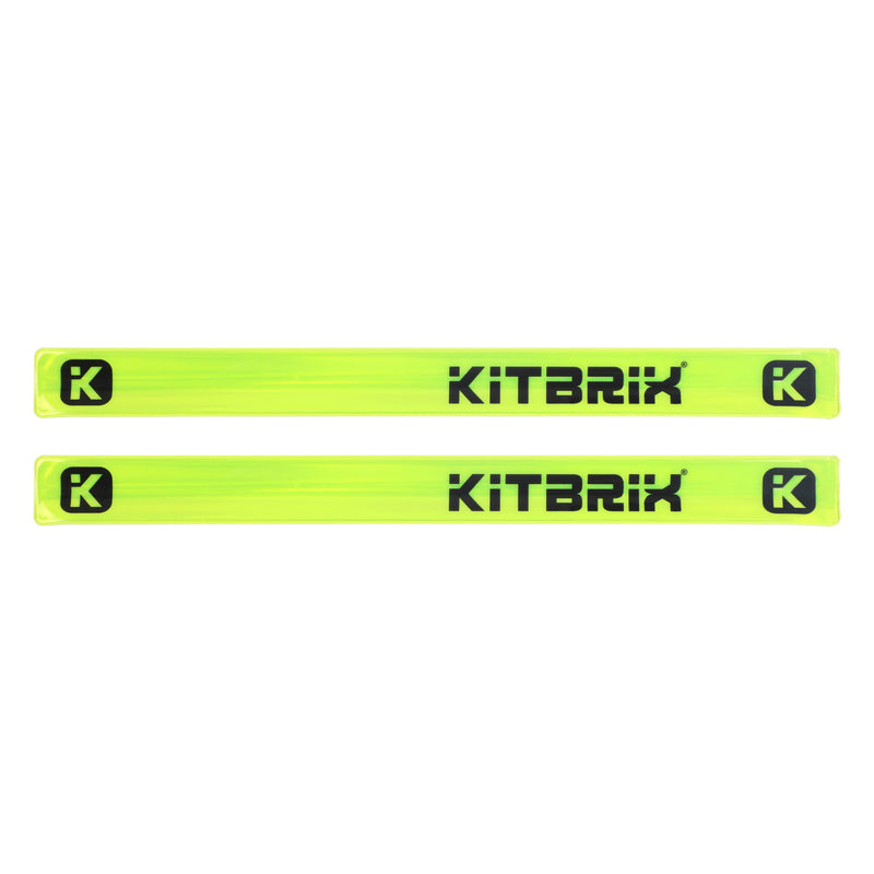 Set of 2 luminous snap bands for added safety during outdoor activities in low-light conditions.