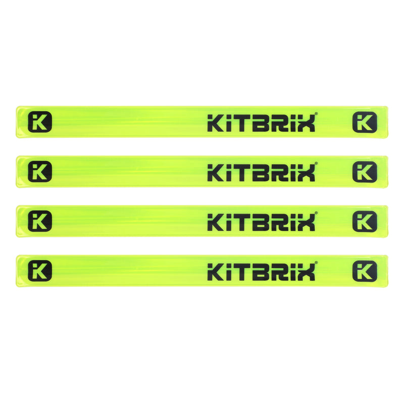 Luminous snap bands designed for safety, available in packs of 2 or 4, for improved visibility during exercise.