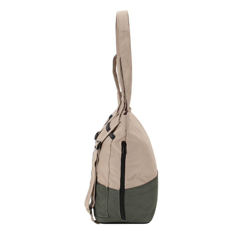 Eco friendly tote bag with a built in wet/dry bag for storing wet clothes and gear